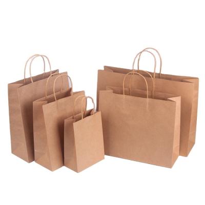 China Custom Recycled Materials Kraft Paper Recyclable Bag With Your Own Logo Custom Shopping Paper Bag For Food With Handle for sale