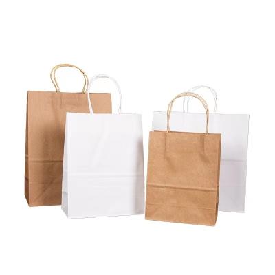 China Recycled Materials Wholesale Custom White Brown Color Kraft Paper Bag Packaging for sale