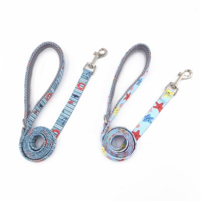 China Stylish Padded Pet Leash Dog Lead Collar Set Soft Handle Dog Leash With Braided Air Mesh for sale