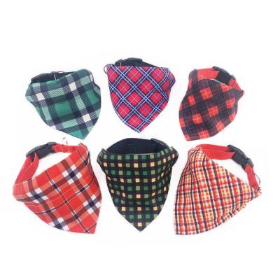 China Custom High Quality Custom Print Logo Design Adjustable Plaid Printed Fashion Summer Pet Colling Dog Scarf Bandana With Factory Price for sale