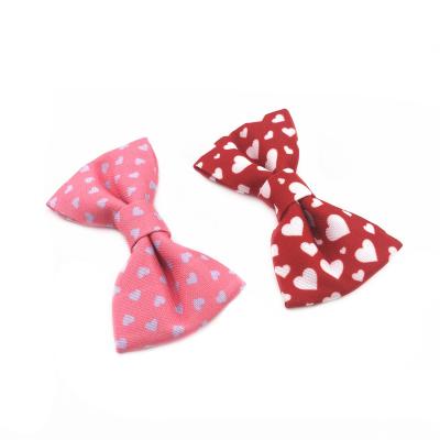 China Hot Sale Padded Pet Collar Accessories Printing Bowties Heart Pattern Dog Bowknot Removeable Dog Collar With Wave Dot Pattern for sale