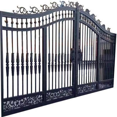 China Polished Exterior Wrought Iron Garden Gates Swing Driveway Gates Doors for sale