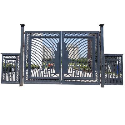 China Commerical Driveway Rod Wrought Iron Gate Interior Door Black Steel Frame for sale