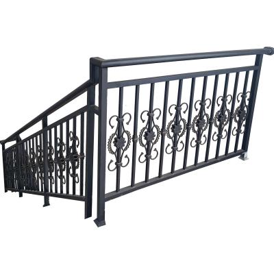 China Custom Forged Wrought Iron Guardrail Stair Railings Interior Spraying for sale