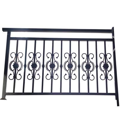 China Home Decor Wrought Iron Guardrail Balustrades Black Rod Iron Stair Railing for sale