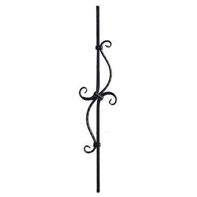 China Matte Black Ornamental Iron Handrail Parts Banister Spindles For Courtyard Balconies Railing for sale