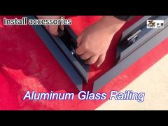 commercial frosted deck aluminum glass railing balustrade fence black