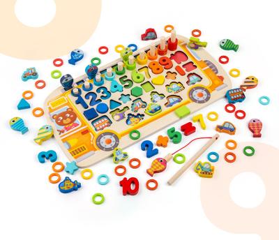 China Other Montessori Educational Wooden Busy Board Toys Magnetic Fishing Pairs Set Column Multifunctional Board Children's Early Education Educational Toy for sale