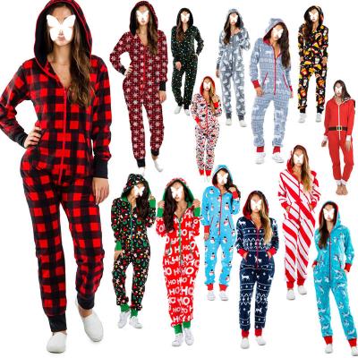 China QUICK DRY HY0001 Wholesale Custom Christmas Onesie Print Adult Pajamas For Women for sale