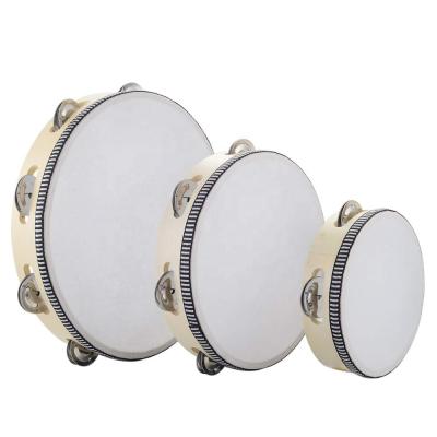 China 10 Inch Drum Bell Birch Hand Held Metal Percussion Tambourine Jingles Percussion Gift Musical Educational Instrument For Church Party KTV for sale