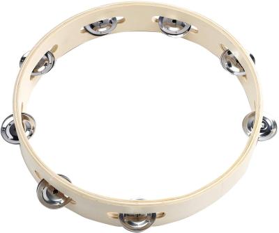 China Church Tambourine for Church 10 Inch Drum Bell Birch Hand Held Metal Jingles Educational Percussion Musical Drum Instrument for KTV Par for sale