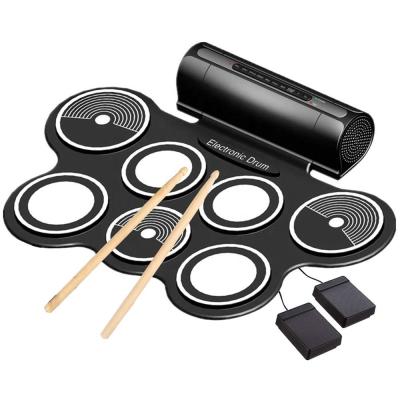 China Midi Support Electronic Drum Set For Kid Roll Up Beginner Practice Drum Pad USB MIDI Built In Speaker Drum Pedals Musical Instrument for sale