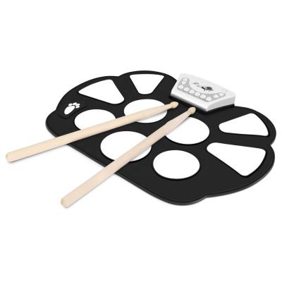 China Digital Silicone Wrap Electronic Drum Pad Set Kit - Portable 9 Sheet Silicone Pads with Drum Stick, Foot Pedal Switch, Earphone Jack for sale