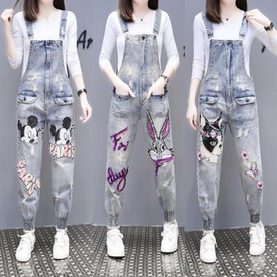 China Anti-pilling High quality OEM custom bulk wholesale women ladies jeans jumpsuit ripped denim mom overalls women jeans Pants 2023 for sale