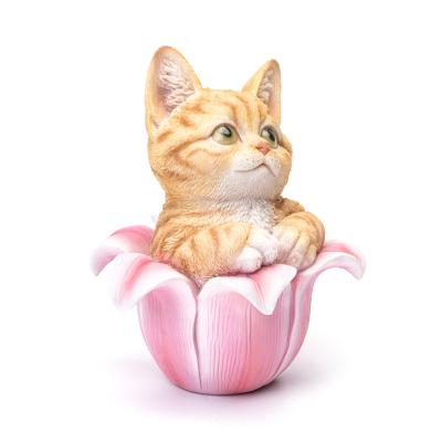 China Good Quality Home Decoration Resin Ornament Various Crafts Cat On Flower Sculpture For Easter From China for sale