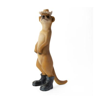 China China wholesale outdoor life mongoose animal statue, garden decor handmade meerkat resin for sale