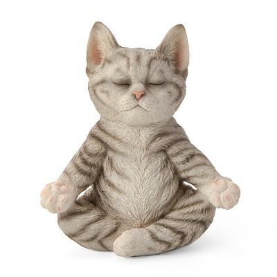 China China Factory Hand Painted Garden Cat Figurines Resin Outdoor Cat Yoga Animal Decor for sale