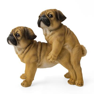 China New China Style Resin Open Two Dogs Statues Carving Garden Yard Decoration Statues for sale