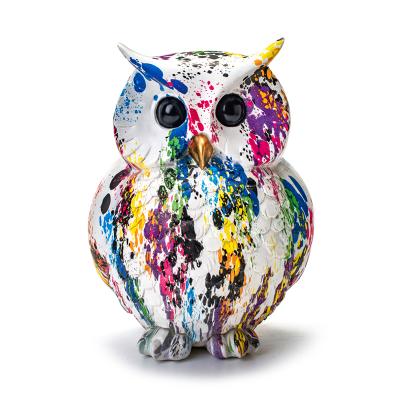 China China Special Design Colorful Mini Cute Resin Crafts Owl Statue Table Decoration for sale