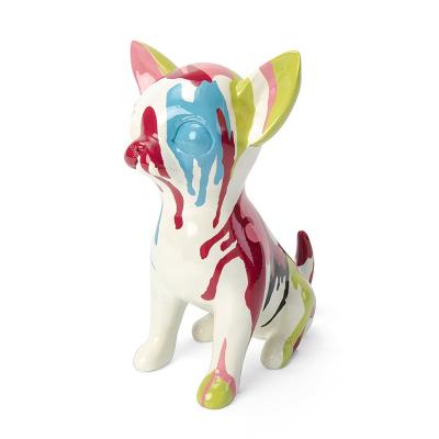 China China Hot Sale Puppy Dog Figurines Cute Polyresin Statue Color Chihuahua Resin Crafts for sale