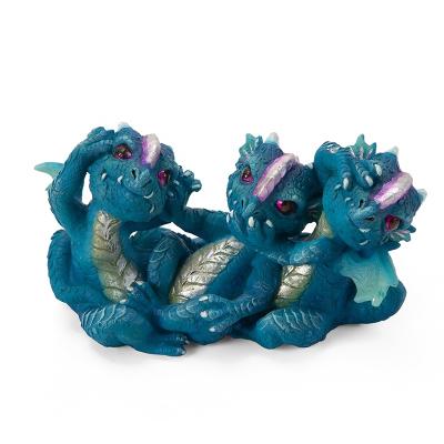 China China Factory Sale Resin Crafts Dragon Statue No Evil Baby Dragon Playing Various SET Decor 3 Home Garden Decor for sale