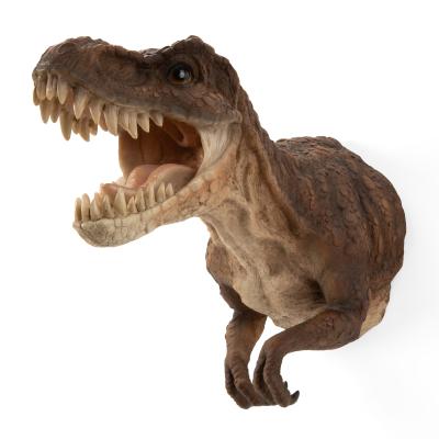 China China 3d carved T-rex animal tyrannosaurus head skull resin dinosaur home decoration hanging for sale