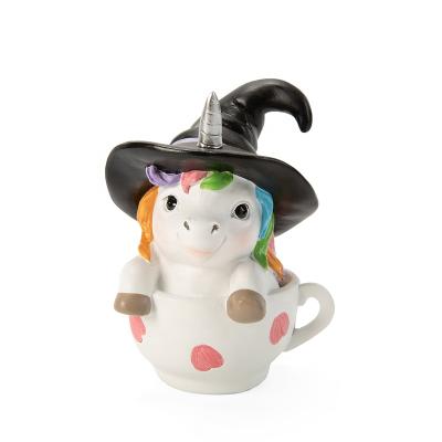 China China Table Top Gift Resin Unicorn With Cup Home Decorative Sculpture Animal Gifts Cartoon Ornament for sale