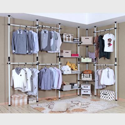 China Hot Stocked Styles Diy Rack Hanger Ceiling Mounted Racks Easy Assemble Metal Coat Corner Shelves For Sales for sale