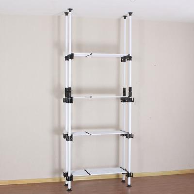 China Expandable Wall Mounted Stocked Hanger Rack Metal Coat Storage Shelf for sale