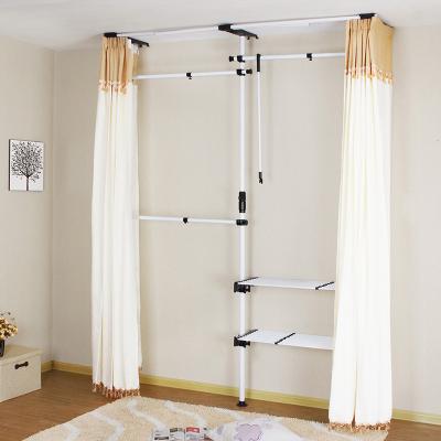 China Easy Assemble Cheap Sale Metal Clothes Hanging Rack Diy Dress Garment Storage Shelf Cabinet for sale