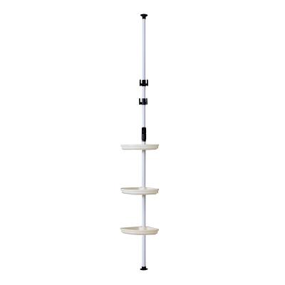 China Hot Sales Space Saving 3 Tier Shelves Telescopic Shampoo Storage Accessories Bathroom Corner Racks for sale