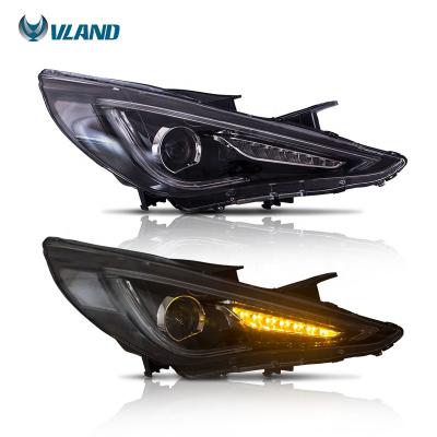 China PP+ABS VLAND Manufacturer For Sonata Car Headlight Mobile Signal And Demon Eye LED Head Lamp 2011-2018 For Hyundai Sonata for sale