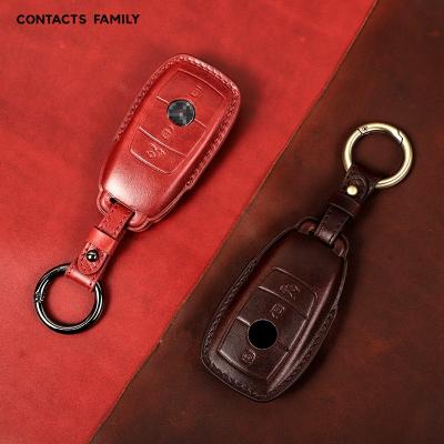 China Fashion CONTACTS FAMILY Leather Keyless Entry Key Case Remote Smart Cover For Mercedes Benz GLA200/C200L GLC260/GLK300/S/E for sale