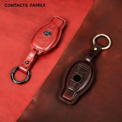 China Fashion CONTACTS FAMILY Car Key Case Genuine Leather Shell Bag Protective Cover For Mercedes Benz CLS CLA GL R SLK AMG A Since C S R for sale