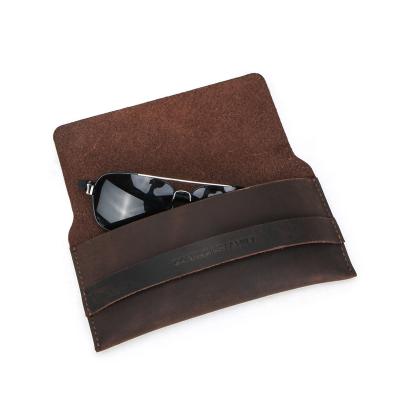 China Popular Genuine Leather Glasses Case Eyewear Pouch Glasses Accessories Protector Container Sunglasses Storage Pouch Bag Protectable for sale