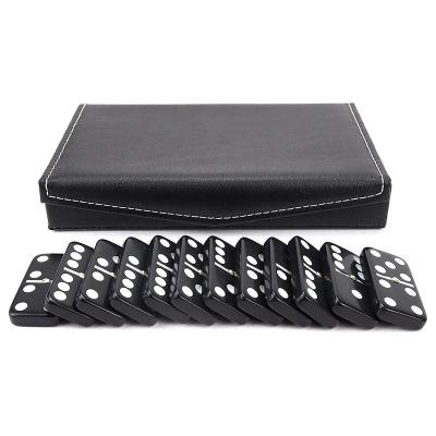 China Promotion Dominoes Set 28 Piece Double-Six Ivory Domino Tiles Set, Classic Numbers Table Game With Leather Game Box Carry/Storage Case for sale