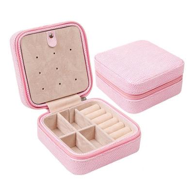 China Gift Jewelry Box for Women Leather Jewelry Organizer with Mirror Portable Mini Jewelry Case for Necklace, Ring for sale