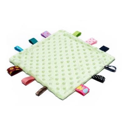 China Anti-Static Baby Safety Tag Blanket Colorful Soft Touch Soothe Towel for Newborn Toddlers for sale