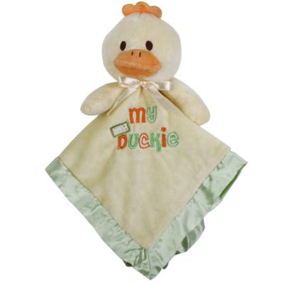 China Soft Anti-Static Soothe Duck Toys Lovey Soothing Sensory Toy Cute Cuddle Snuggle Baby Security Blanket Plush Comfort Towel for sale