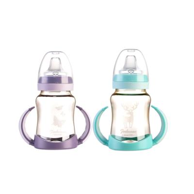 China Wholesale Anti BPA Colic Free Professional Wide Neck Breastfeeding Supplies Custom Design PPSU Newborn Baby Milk Bottle for sale