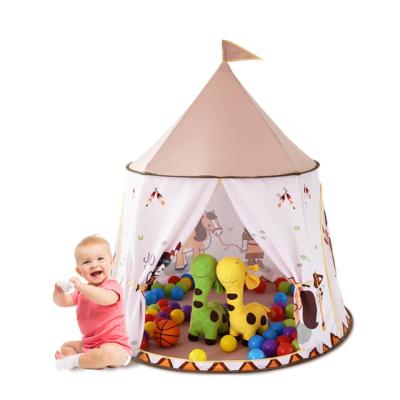 China Easy Foldable Kids Play Tent Kids White Horse Animal Princess Castle Children Indoor Shade Toy Game House Play Tent with Big Star Lights for sale