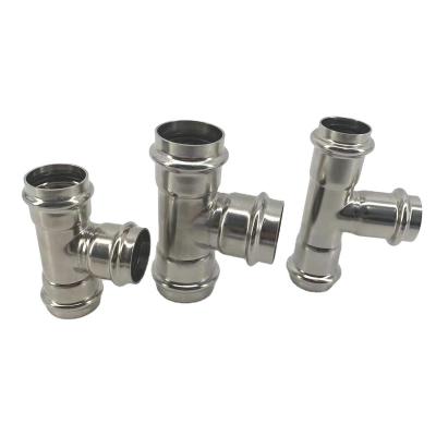 China High quality 304/316 equal fluted stainless steel pipe fitting diameter t pipe double tee equal pressing tee lines for sale