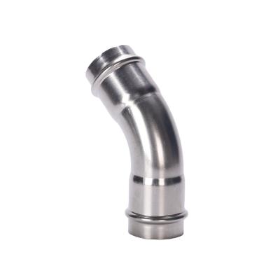 China Euronorm Grade Pipeline 316/304 Stainless Steel Pressure Pipe Fittings Sanitary Pipe V-Joint Lines 45 Degree Equal Elbow Joint for sale