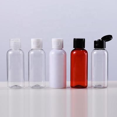 China 2021 Hot Selling Cosmetic Packaging 30ml 50ml 100ml White PET Transparent Plastic Bottle Flip Cap For Shampoo Body Lotion for sale