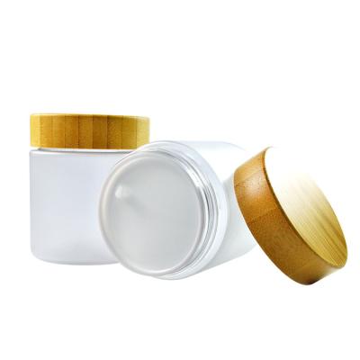 China Bamboo Clear Plastic Screw Cap 200ml Face Cream Jars With Plastic Screw Cap Bamboo Wood Lid for sale