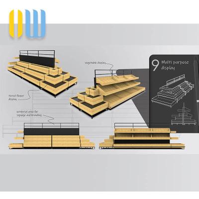 China Best Design Multi Purpose Display Stand Gondola Steel Wooden Commercial Deployment Display Stand for sale