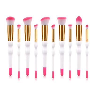 China Angular Blush Custom Simple Synthetic Factory Super Soft 10 Hair Makeup White Brush Set for sale