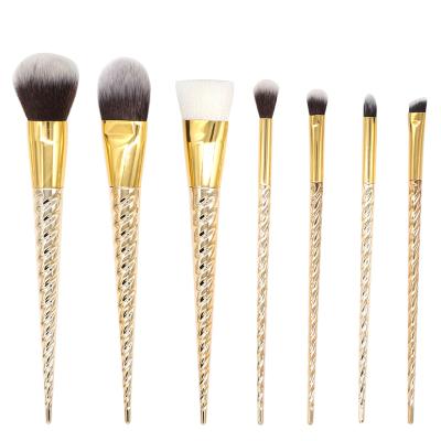 China Angular Blush 7pcs Online Shopping Promotional Makeup Brush Golden Makeup Brush Set Free Shipping for sale