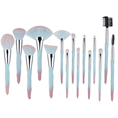 China Angular Blush 15 Diamond Makeup Brushes Kit Super Soft Synthetic Hair Professional Eye Makeup Brush Set for sale