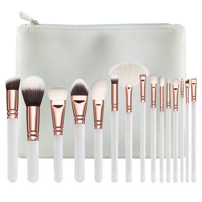 China Angular Blush Factory Private Label Makeup Brushes With Own Logo Professional White Makeup Brush Set 15 Pcs for sale